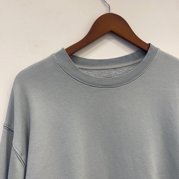 Aritzia Tna Cozy AF Fleece 2 Small Green Pullover Sweater Boyfriend Sweatshirt - Picture 3 of 5